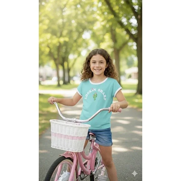 Arizona Jean Co Girls Turquoise Cactus Lookin Sharp T‎ Shirt Size L 14 - Picture 5 of 5